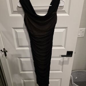 Elegant Black Ruched Dress